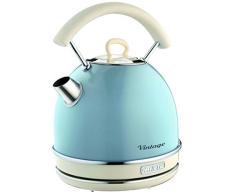 Ariete, 2877 Vintage, elektrischer Wasserkocher aus Pastellhellblau lackiertem Edelstahl, 2000 W, 1,7 Liter Für Wasser, Tee und Kräutertees.