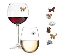 Magnetische Hündchen Charms für Weingläser (auch stiellose) – Tolles Geschenk für Hundeliebhaber – 6 Verschiedene Hundarten