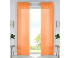 2er Set Schiebegardinen Flächenvorhänge Mikrofaser Vorhang Gardine Schiebe HxB 245x60 cm Orange Matt Paneelwagen Beschwerungsstangen, 85600N2