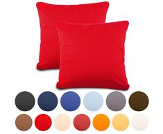 aqua-textil Classic Line Kissenbezug 80 x 80 cm Rubin rot Baumwolle Kissen Bezug Reißverschluss Jersey Kissenhülle