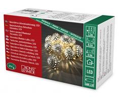 Konstsmide 3157-303 LED Dekolichterkette große silberfarbene Metallbälle / für Innen (IP20) / Batteriebetrieben: 3xAA 1.5V (exkl.) / 10 warm weiße Dioden / transparentes Kabel