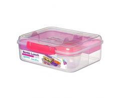 Sistema Bento Lunchbox to Go mit Fruit/Joghurt Topf, klar/pink, 1,65 Liter