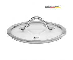 Silit Vitaliano Topfdeckel 18 cm, Glasdeckel mit Metallgriff, hitzebeständiges Glas