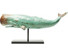 Kare Dekofigur Whale Base, 30349, große, moderne Tier-Dekoration, Wal aus Polyresin, schwarz-türkis (H/B/T) 38,5x77x17,5cm