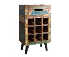 Sit Möbel Miami 5237-98 Weinregal mit 1 Schublade & Ablage für 9 Flaschen, recyceltes Altholz, bunt lackiert, 80 x 35 x 120 cm