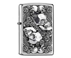 Zippo Skull and Roses Feuerzeug, Silber, One Size