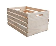 Habau Holzkiste zur Aufbewahrung, Unbehandeltes Naturholz, 46 x 31 x 25 cm