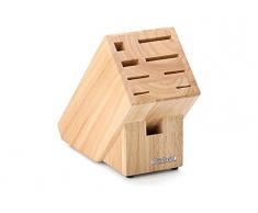 Continenta Messerblock aus Gummibaumholz mit Schlitzen für 7x Messer, Wetzstahl und Schere, Größe 22 x 11,5 x 22 cm (ohne Messer)