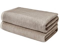 AmazonBasics Handtuch-Set, schnelltrocknend, 3-teilig Badetuch Bath Sheet platin