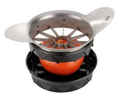 GEFU 13590 Premium Tomaten-/Apfelteiler POMO - Birnenschneider - Tomatenteiler aus Edelstahl - Obstschneider mit Schneidunterlage und handlichen Griffen