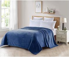 ForenTex Decke für Sofa und Bett, Flanell, 300 g/m², fusselfrei, weich, warm, Verschiedene Größen und Farben XL-3099, Blau, 270 x 230 cm, 2 Stück