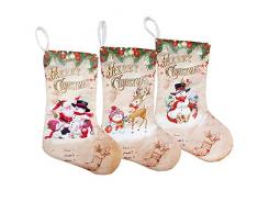 XONOR Weihnachtsstrumpf, große Größe, 3 Stück, 45,7 cm, Weihnachtsmann, Schneemann, Rentier, Kaminstrümpfe, Plüsch, 3D-Applikation für Weihnachtsdekorationen, Partyzubehör a