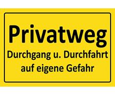 Schatzmix Straßenschild Privatweg gelbes Metallschild 20x30 Deko tin Sign Blechschild, Blech, Mehrfarbig, 20x30 cm