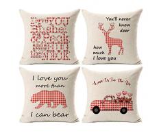 Kithomer Set von 4 Buffalo Plaid Valentinstag Kissenbezug Bauernhaus Dekor Überwurf Kissenbezug Kissenbezug 45,7 x 45,7 cm Heimdekoration
