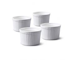 WM Bartleet & Sons 1750 Auflaufförmchen mit Deckel, Porzellan, 2 Stück, weiß, Set of 4-9x9x6cm