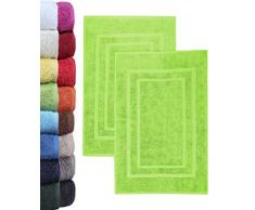 NatureMark 2er Pack Badvorleger Badematte | Premium Qualität | 100% Baumwolle | 50 x 80 cm | Duschvorleger Duschmatte Doppelpack | Farbe: Apfel grün