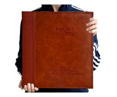 ZOVIEW magnetisch Selbstklebend Seite Foto Album, Familie Album, Leder, Hand Made DIY Alben für 3 x 5, 4 x 6, 5 x 7, 6 x 8,8 x 10 Fotos, (Rot Braun) Rotbraun