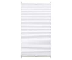 Gardinia Plissee zum Klemmen, Blickdichtes Faltrollo, Alle Montage-Teile inklusive, EASYFIX Plissee Stoff verspannt mit zwei Bedienschienen, Weiß, 90 x 130 cm (BxH)