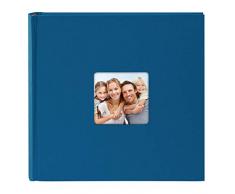 Goldbuch Fotoalbum mit Bildausschnitt, Living, 30x30 cm, 100 weiße Seiten mit Pergamin-Trennblättern, Hochwertiger Einband aus Strukturpapier in Leinenoptik, Blau, 31 094
