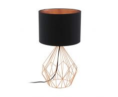EGLO Tischlampe Pedregal 1, 1 flammige Tischleuchte Vintage, Industrial, Retro, Nachttischlampe Stahl und Textil in Schwarz und Kupfer, Lampe mit Schalter, E27 Fassung