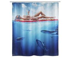 WENKO 23190100 Duschvorhang Cool Lady, waschbar, wasserabweisend mit 12 Duschvorhangringen, Polyester, 200 x 180 cm, Mehrfarbig