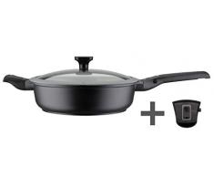 GSW 167833 Schmorpfanne Easy Click 28cm mit Glasdeckel 5-tlg, Aluminium, Kunststoff, Glas, Silikon, schwarz