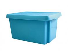 Curver 6302090 Essentials Aufbewahrungsbox, stapelbar, Kunststoff blau 39 x 30 x 21cm, 16 l