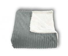 SECANETA Decke Coral mit Lammfell für Reisen, Sofa und Sessel, 130 x 160 cm, (grau), 130 x 160 cm