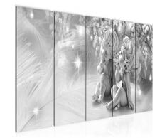 Bilder Engel Wandbild 200 x 80 cm Vlies - Leinwand Bild XXL Format Wandbilder Wohnzimmer Wohnung Deko Kunstdrucke Weiß 5 Teilig - MADE IN GERMANY - Fertig zum Aufhängen 025055c