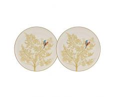 Portmeirion Home & Gifts SMCY79036-XG Tortenplatte S/2-Hellgrau im Set, Weiß/Gold