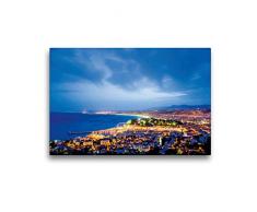 Premium Textil-Leinwand 45 x 30 cm Quer-Format Nizza bei Nacht | Wandbild, HD-Bild auf Keilrahmen, Fertigbild auf hochwertigem Vlies, Leinwanddruck von Werner Dieterich
