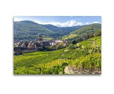 Premium Textil-Leinwand 120 x 80 cm Quer-Format Elsässer Weinstraße, Elsässer Weinstraße, malerische Dörfer in idyllischer Landschaft | Wandbild, HD-Bild auf Keilrahmen, Fertigbild auf hochwertigem Vlies, Leinwanddruck von Jürgen Feuerer