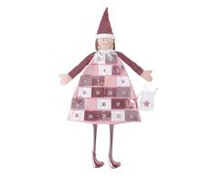 Rayher 46455258 Adventskalender zum Befüllen, Stoff, rosé, 118 x 53 cm, Adventskalender Kinder, Adventskalender Mädchen, genäht aus unterschiedlichen Stoffarten in Weiß und Rosatönen