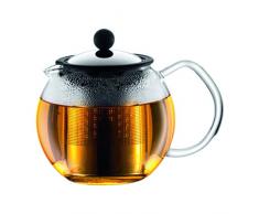 Bodum assam Teebereiter (French Press System, Permanent Edelstahlfilter, Glasgriff), 0,5 liters glänzend