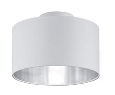 Trio Leuchten Hostel 608200289 Deckenleuchte, Metall, Stoffschirm Weiß/Silber