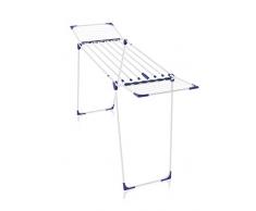 Leifheit Wäscheständer Classic Extendable 230 Solid, auf eine Breite von 184 cm ausziehbar, Standtrockner mit 23m Trockenlänge, stabiler Wäschetrockner mit extradicken XL-Stäben, weiß, blau