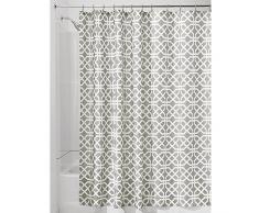 iDesign Trellis Textil Duschvorhang | Duschabtrennung für Badewanne und Duschwanne mit Spalier-Motiv | 183 cm x 183 cm Vorhang aus Stoff | Polyester beige