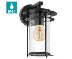 EGLO Außen-Wandlampe Valdeo, 1 flammige Außenleuchte, Wandleuchte aus verzinktem Stahl, Farbe: Schwarz, Glas: klar, Fassung: E27, IP44