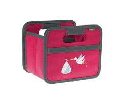 meori Faltbox Mini Berry Pink/Storch 16,5x12,5x14cm stabil, abwischbar, Aufbewahrungsbox Organizer Geschenkbox mit Griffen Dekoration Kleinteile Sortieren Regal