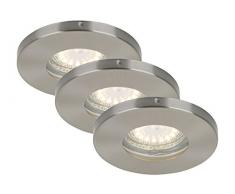 Briloner Leuchten LED Einbauleuchten 3-er Set, Einbaustrahler, Bad geeignet, matt-nickel 7212-032