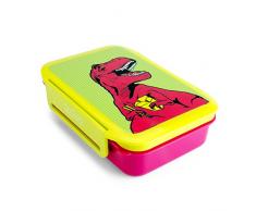 MUSTARD T-Rex Lunch Box, Plastic, Multicolored, 9 x 2 x 3 cm