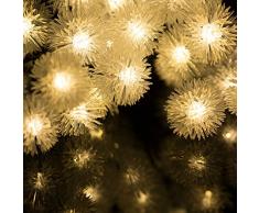 H&D Youngsun 30er LED Solar Lichterkette Pompon 6,35 Meter AuÃen Innen Outdoor Garten Warmweià Fairy Light Party Fest Deko Weihnachten Hochzeit Beleuchtung (warmes Weià (Pompon))
