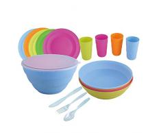 Renberg RB-4401 Picknick Set 26-teilig Besteck Teller Schüssel Becher Garten Outdoor mehrfarbig