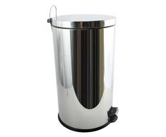 MSV Mülleimer 45 Liter Treteimer Abfalleimer aus Edelstahl silber