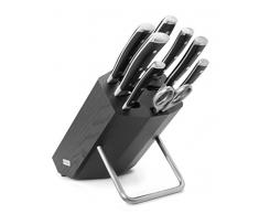 WÜSTHOF Messerblock, 8-teilig, Classic Ikon (9880), 6 Kochmesser von 9 bis 23 cm, Küchenschere, Wetzstahl, Holz Esche schwarz