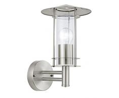EGLO Außen-Wandlampe Lisio, 1 flammige Außenleuchte, Wandleuchte aus Edestahl, Farbe: Silber, Glas: klar, Fassung: E27, IP44