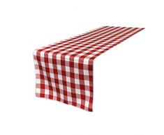 La Leinen Poly Karierte Tischläufer, 14 von 274 cm, Rot/Weiß
