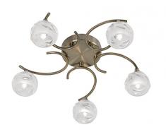 Oaks Lighting 2325 5 AB Korra Deckenlampe in Messing-Antik-Optik, mit Lampenschirmen aus Satin und Design