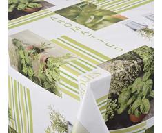 Venilia Green herbs Tischdecke Tischtuch Tischwäsche Wachstuch pflegeleicht wasserabweisend Rechteckig, Pvc-Polyester, 140 x 200 cm
