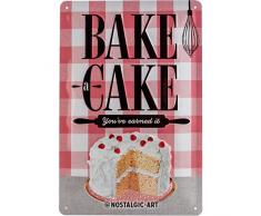 Nostalgic-Art 22262, Home & Country Bake A Cake, Blechschild 20x30 cm, Metall, bunt, 20 x 30 x 0.2 cm